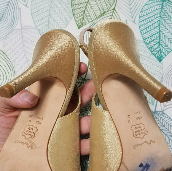 Fancy Nina gold peep toe sling back heels, 7 - Picture 7 of 7